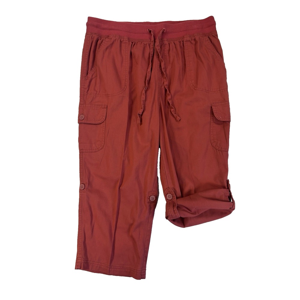 Woman Within 12WP Red Pull On Capri Cargo Pants HIking Outoors Trails Gorpcore